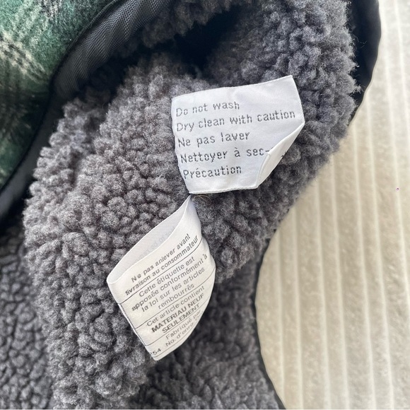 Vintage Levi’s Green Plaid Wool Blend Zip Up Sherpa Vest | Size S - Picture 5 of 8